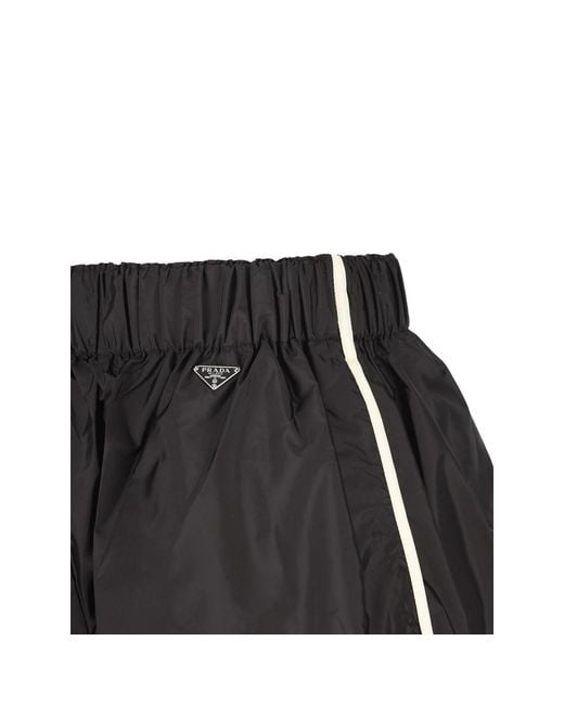 Prada Gray Logo Plaque Elasticated-Waistband Shorts