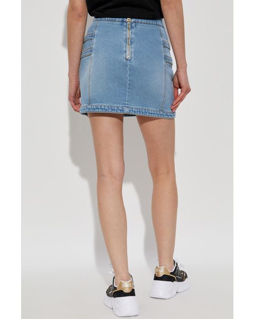 Versace Blue Jeans Couture Buckle Detail Mini Skirt