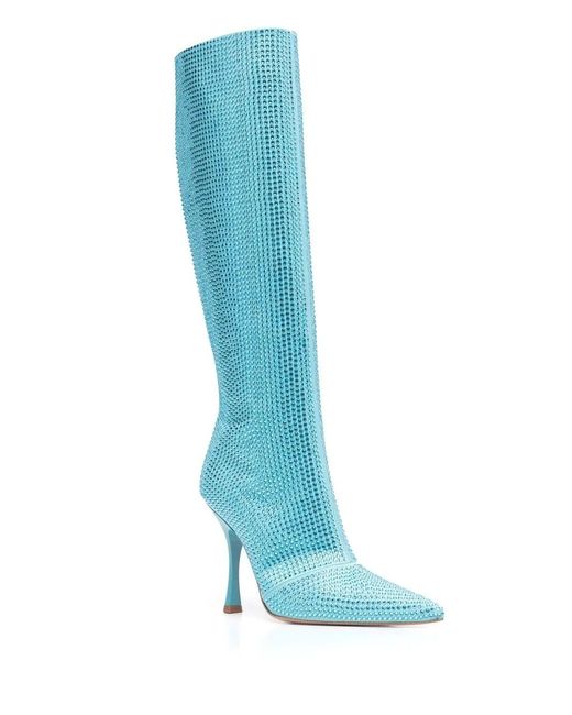 Liu Jo Blue Crystal-Embellished Pointed-Toe Boots