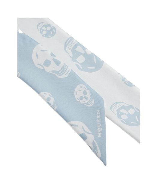 McQueen Blue Ribbon Skull Scarf