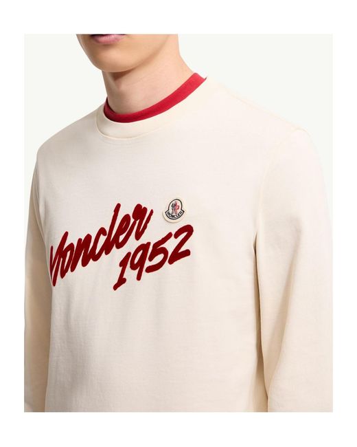 Moncler Pink Logo Cotton Jersey Long Sleeve T-Shirt for men