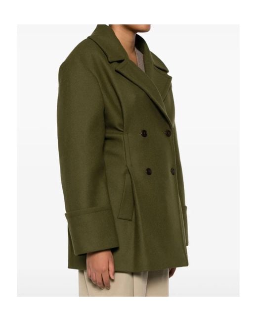 REMAIN Birger Green Pleated Peacoat