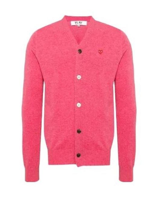 COMME DES GARÇONS PLAY Pink Solid Color Wool Cardigan for men