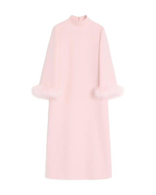 Valentino Pink Crepe Couture Dress With Feathers