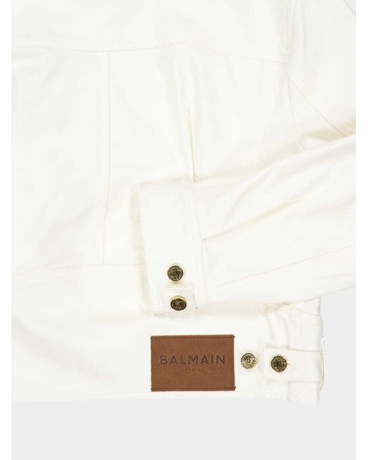 Balmain White Patch-Pocket Denim Jacket