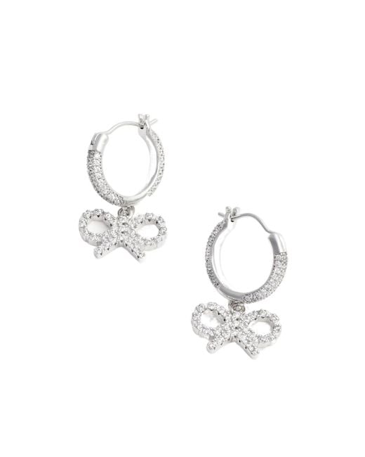 Self-Portrait Metallic Crystal Bow Hoop Earrings