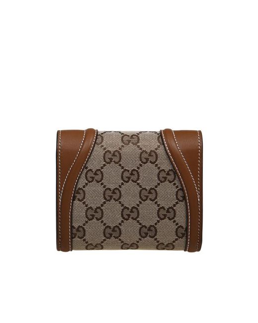 Gucci Brown Logo Patch Monogrammed Wallet