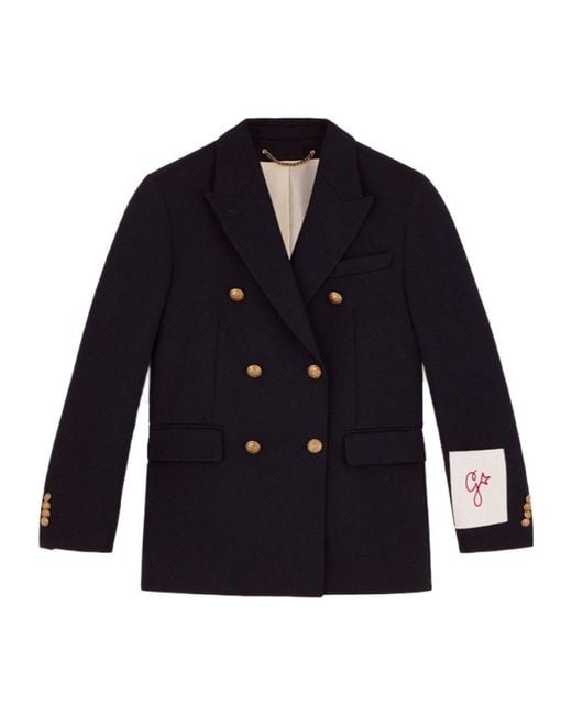 Golden Goose Deluxe Brand Blue Double-Breasted Tailored Blazer