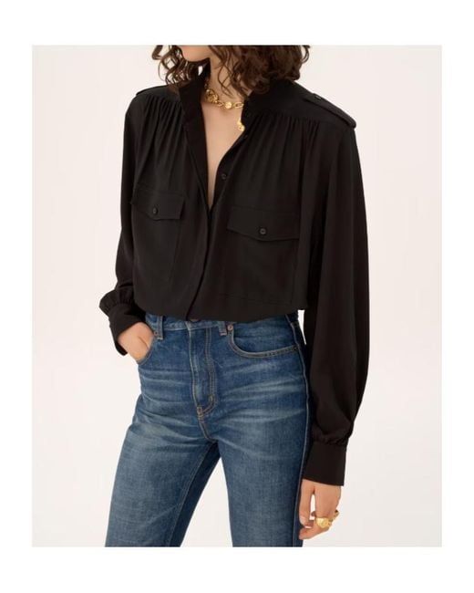 Chloé Black Chloé Gathered Long-Sleeve Blouse