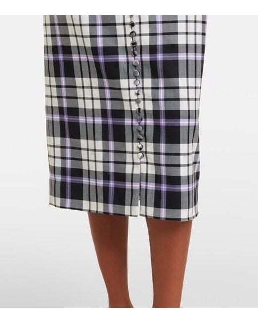 Carolina Herrera White Checked Trompe Lœil Wool Midi Dress
