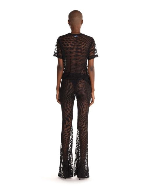 Mugler Black Flocked-Print T-Shirt for men
