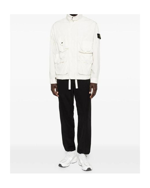 Stone Island White Pocket Zip Jacket for men
