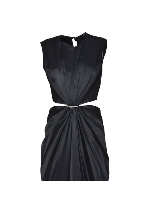 Max Mara Black Pianoforte Panaro Hourglass Gathered Sleeveless Dress