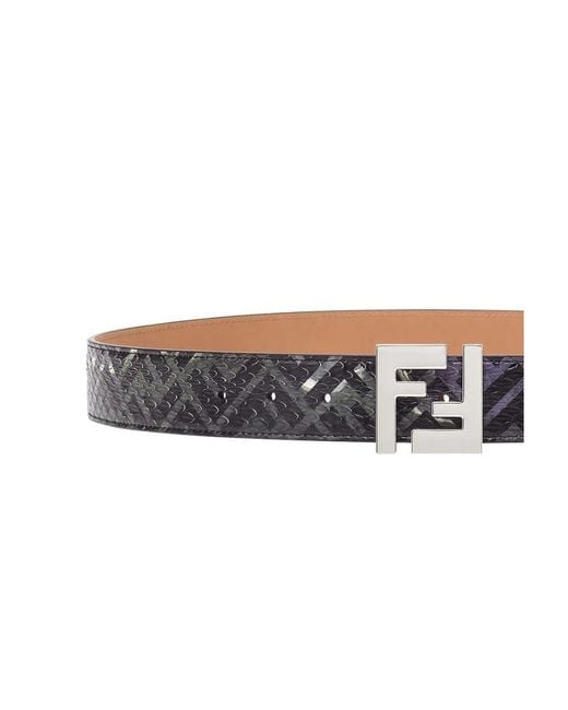 Fendi White Ff Buckle Patterned Belt for men