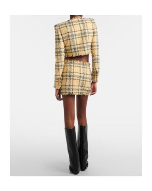 Balmain Metallic Sequined Cotton-Blend Tweed Miniskirt