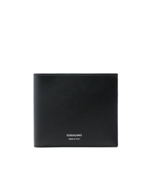 Ferragamo Black Ferragamo Logo Printed Bi-Fold Wallet