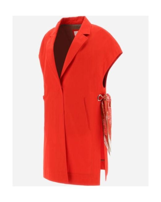 Herno Red Sleeveless Single-Breasted Blazer
