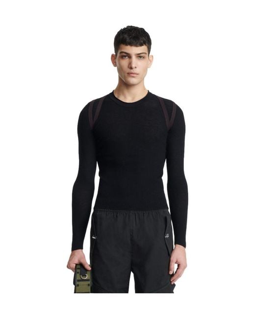 Dion Lee Black Harness-Detail Long-Sleeve T-Shirt for men