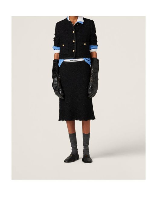 Miu Miu Black Button-Up Cropped Jacket