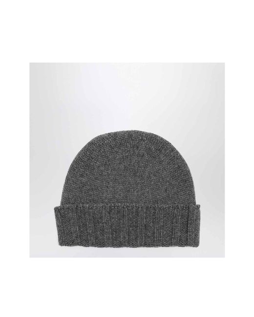 Drumohr Gray Ribbed Knit Hat for men