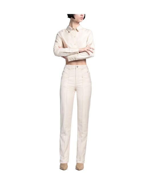 Isabel Marant White Solid Color Straight Leg Pants