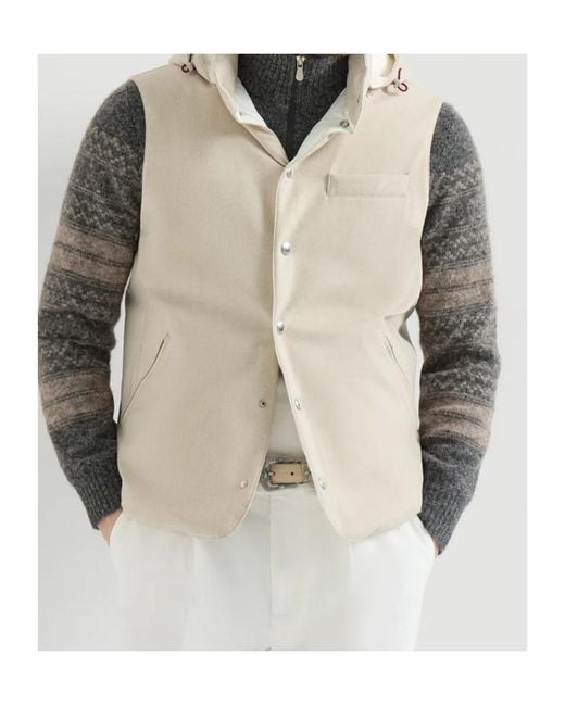 Brunello Cucinelli White Sleeveless Padded Jacket for men