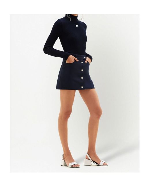 Courreges Blue Courrèges High Neck Knitted Jumper