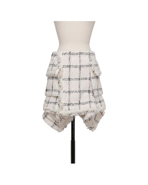 Sacai White Tweed Skirt
