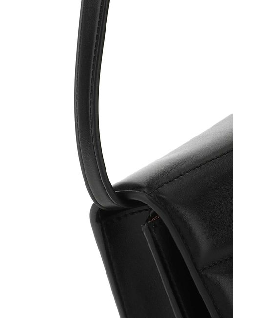 Stella McCartney Black S-Wave Logo Plaque Padded Wallet On Strap