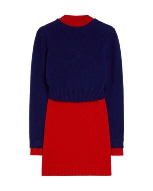 Jil Sander Blue Colorblock Knitted Dress