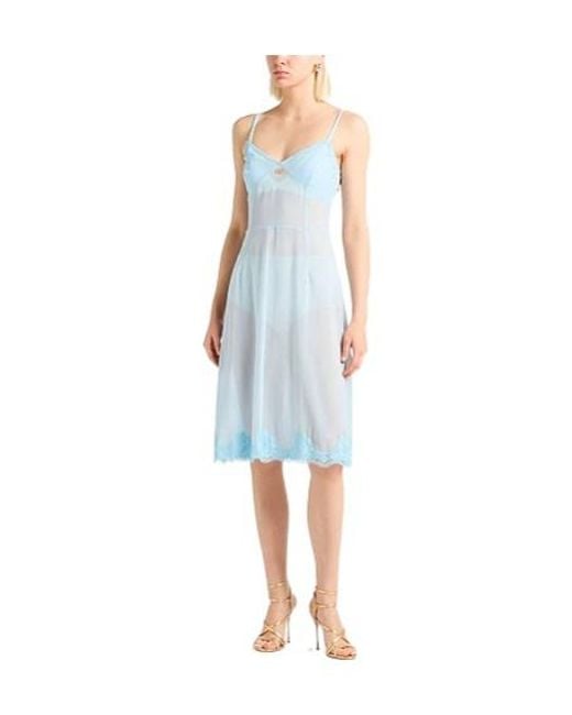 Dolce & Gabbana Blue Sleeveless Deep V Slip Dress