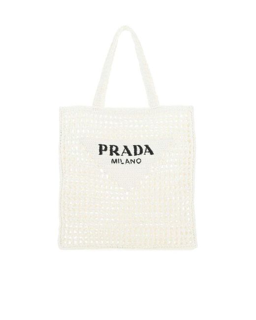 Prada White Logo Handbag