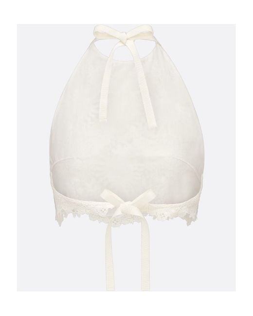 Dior White Christian Lace-Detailed Halterneck Top