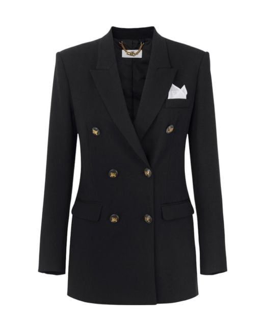 Elisabetta Franchi Black Breast Pocket Gabardine Jacket