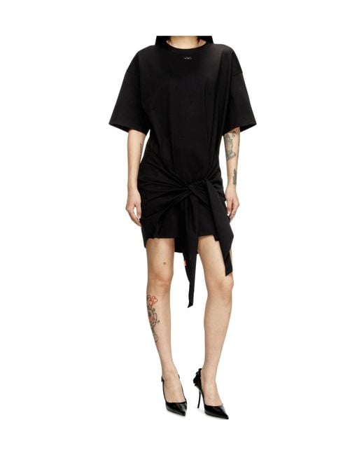 DIESEL Black D-Eivor Tie Front T-Shirt Dress