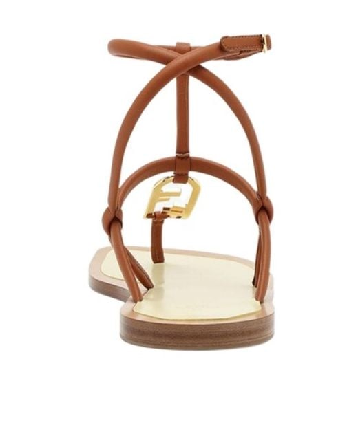 Fendi Brown Olock Thong Sandals