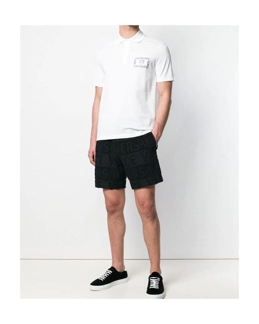 Versace White Printed Polo Shirt for men