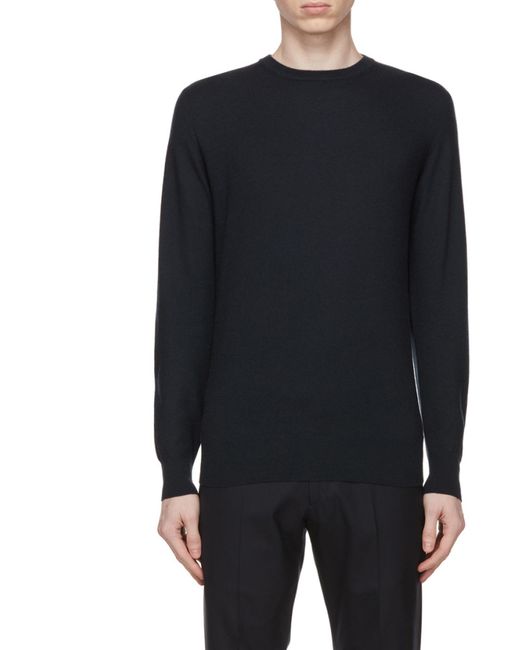 Loro Piana Blue Superlight Crewneck Knitted Jumper for men