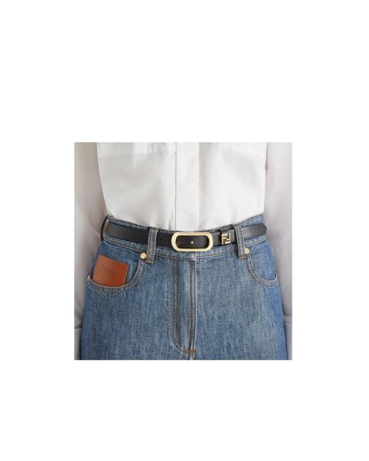 Fendi White Ff Thin Oval-Buckle Belt