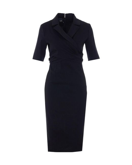 Pinko Blue Bow Detailed Slim-Fit Midi Dress