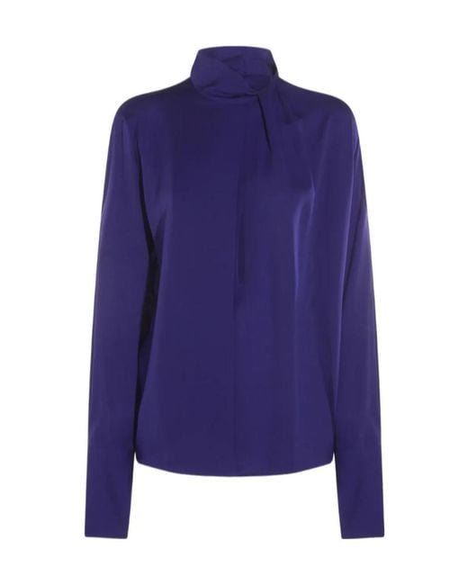 Tom Ford Blue Long Sleeved Satin Blouse