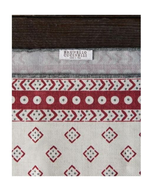 Brunello Cucinelli Multicolor Geometric Printed Pocket Square for men