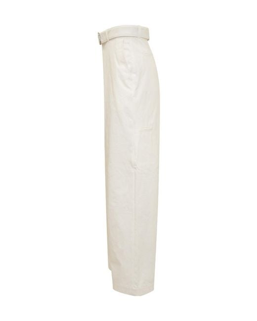 Jil Sander White Belted-Waist Wide-Leg Pants for men