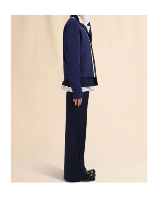 Marni Blue Stitched Crease Flared Trousers for men