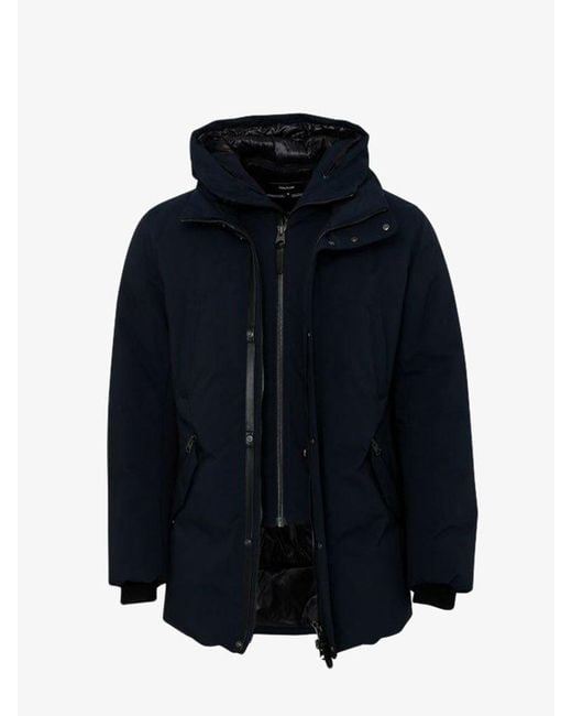 Mackage Blue Dark Hooded Down Jacket for men