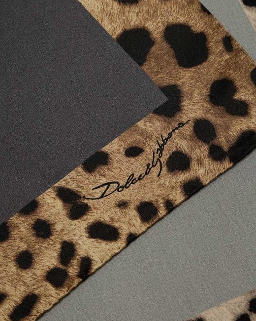 Dolce & Gabbana Multicolor Leopard Print Silk Scarf for men