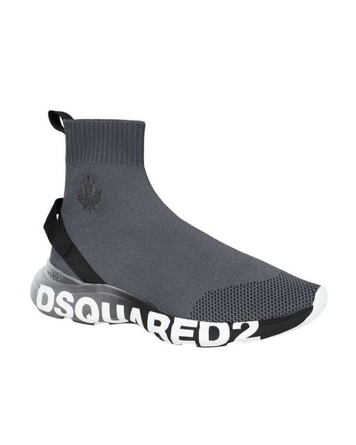 DSquared² Blue Logo Printed Almond Toe Sneakers for men