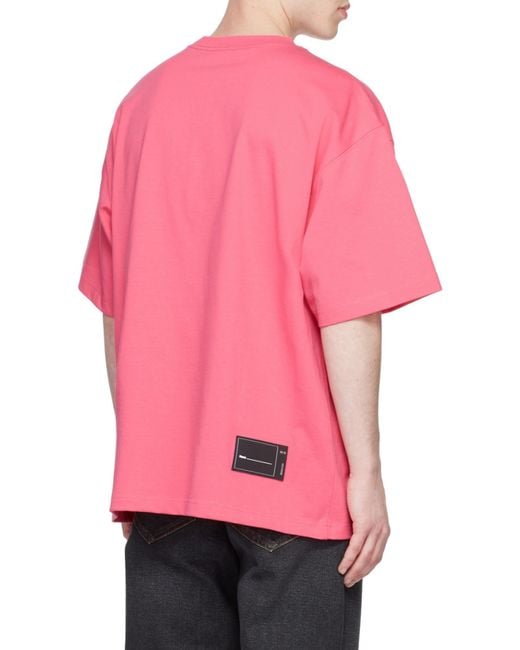 we11done Pink Logo-Print Crew-Neck T-Shirt for men