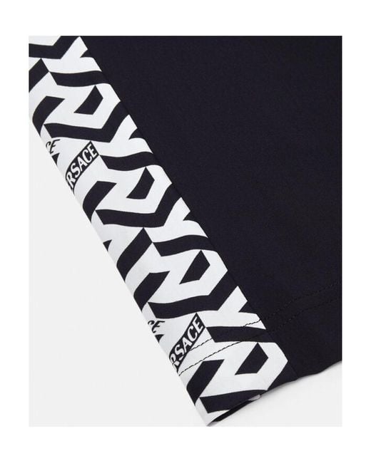 Versace Black La Greca Panel Short-Sleeve T-Shirt for men
