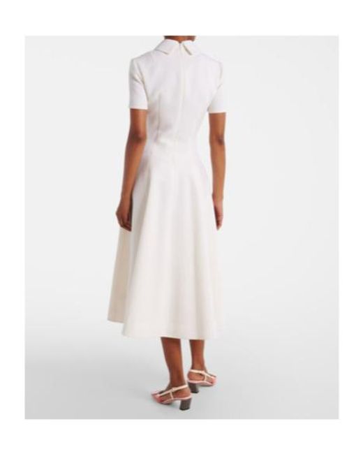 Emilia Wickstead White Jody Pleated Wool Midi Dress